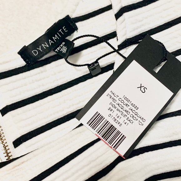 NWT Black and White Striped Dynamite Crop Top - Picture 5 of 7